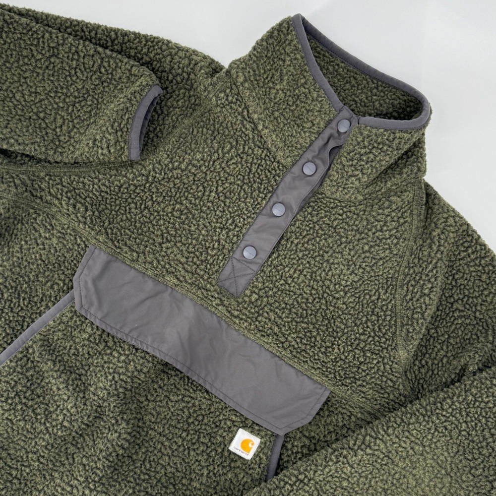 Carhartt Women's Sherpa Fleece Pullover Green Relaxed‎ Fit L 12–14